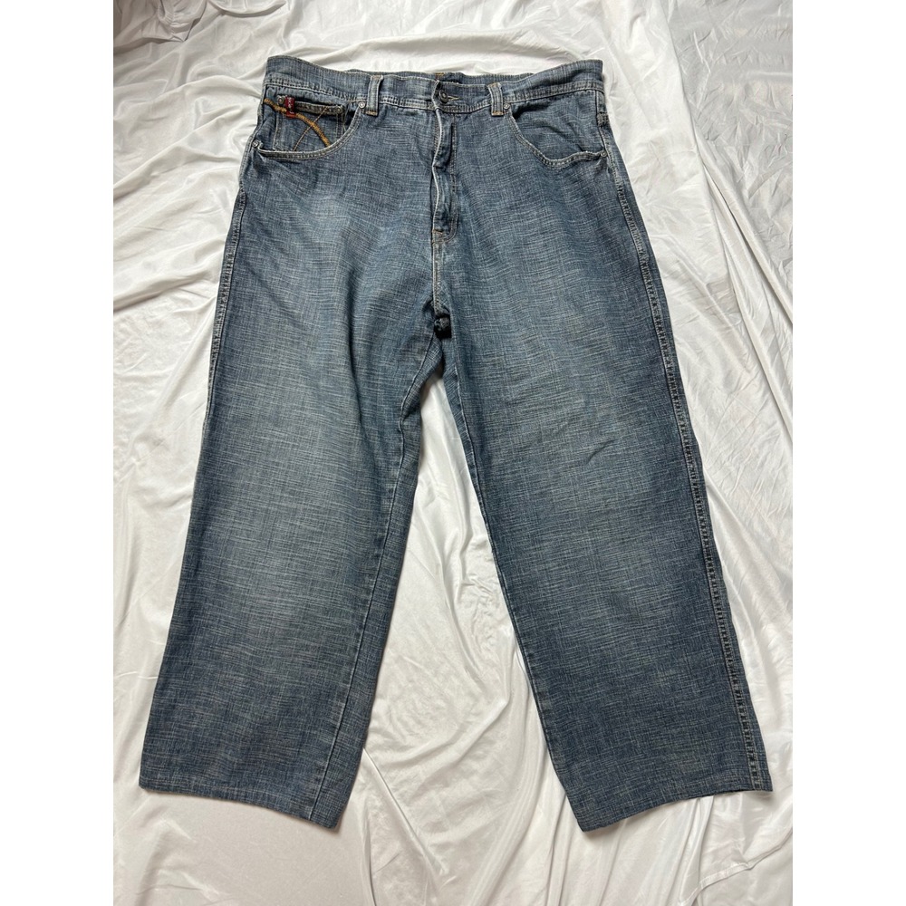 Pelle Pelle Baggy Denim Jeans Mens 40x30 Blue Wide Leg Y2K Streetwear HipHop